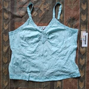 SOLD Y2K Vintage Pastel Blue Camisole Tank Top Women’s XXXL 3X Beaded Lace Trim